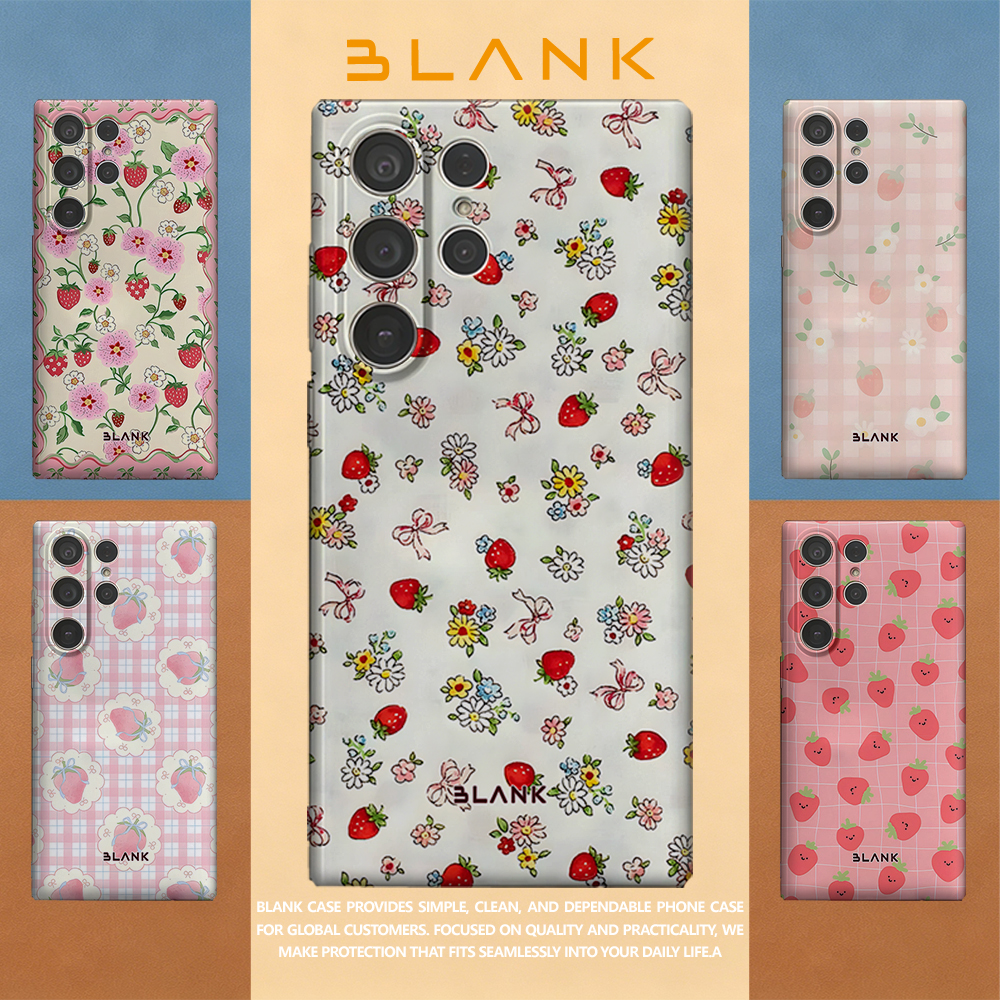 Phone Case Blank Print - Strawberry Floral Bow Print For Samsung