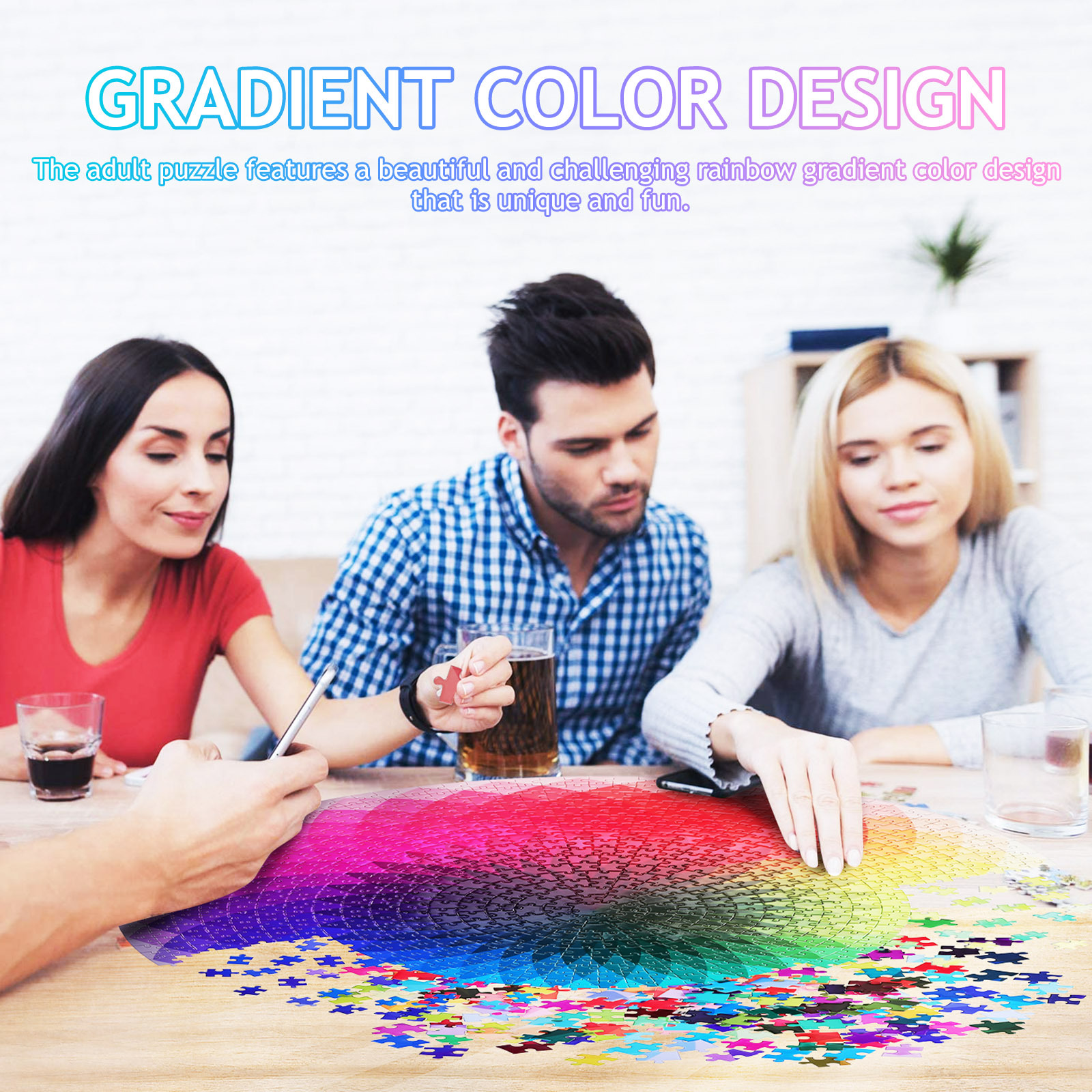 1000 Piece Rainbow Gradient Ji - Puzzle Blank White 리뷰 및 가격