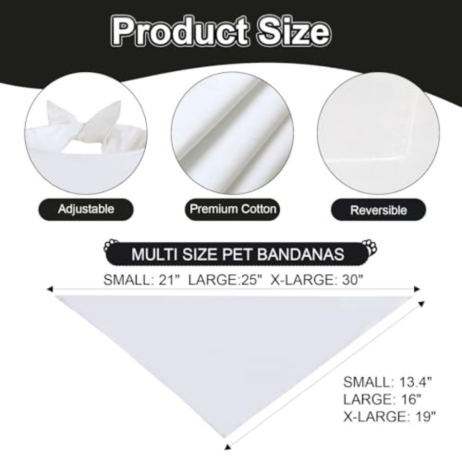 Blank Dog Bandanas White X 1PC - Bandana Blank White 리뷰 및 가격