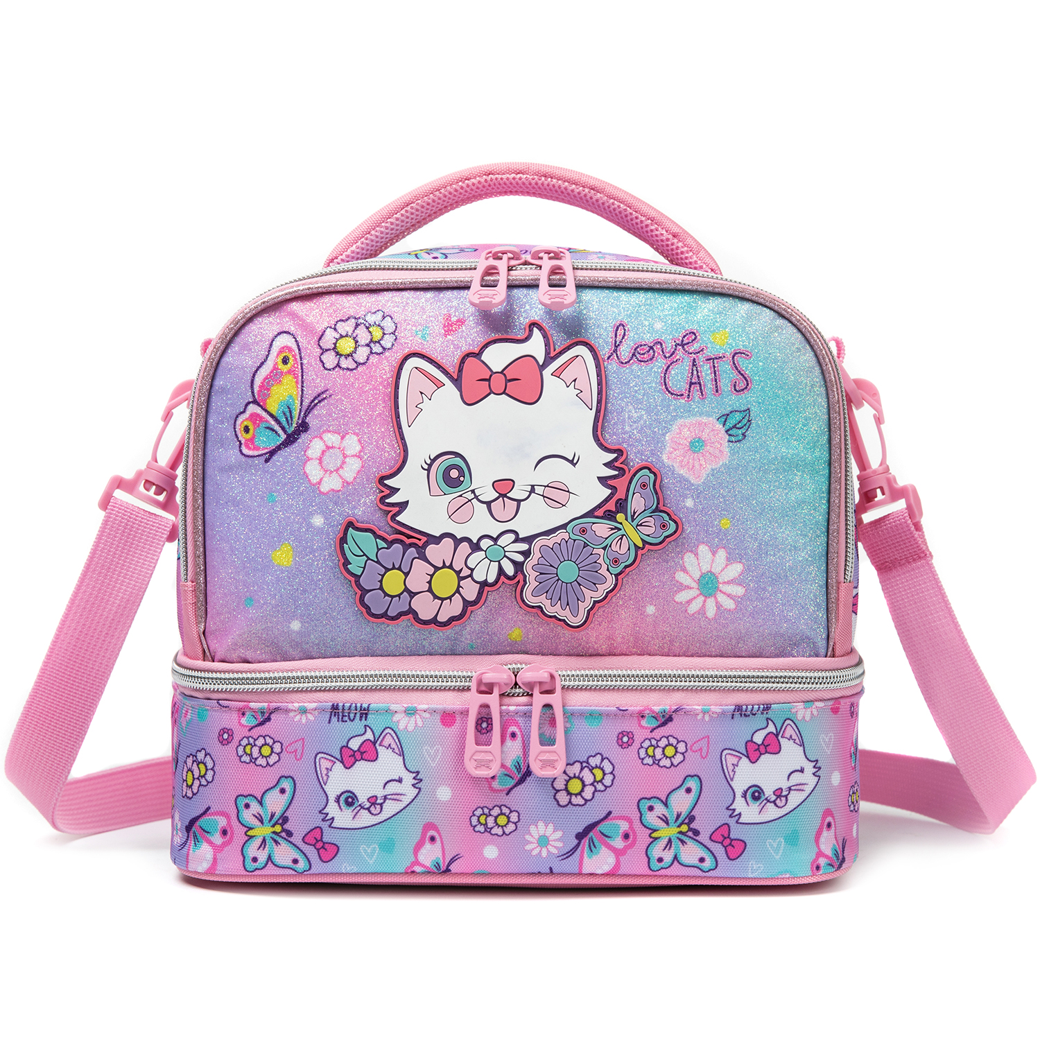Cute Cat Print Glitter Double  - Tote Bag Sublimation 리뷰 및 가격