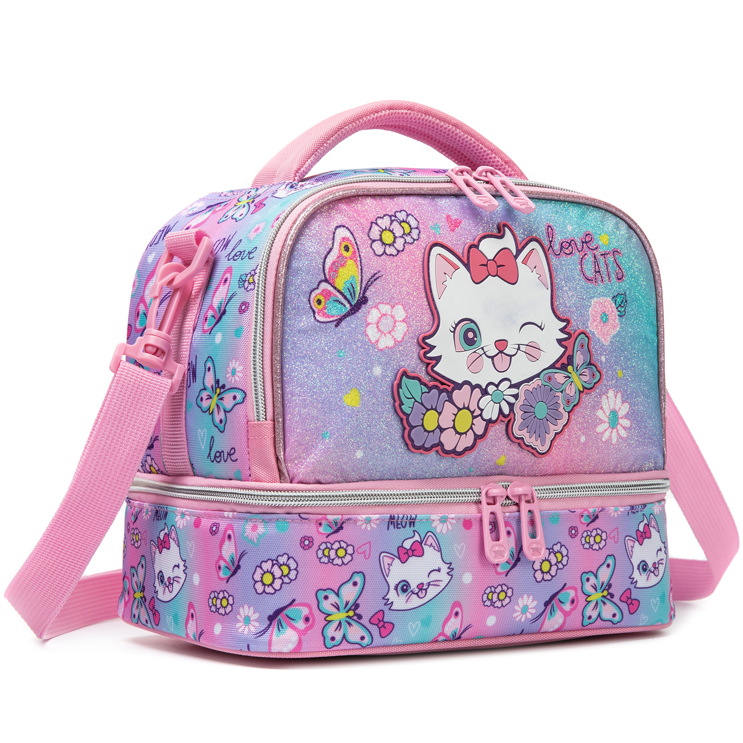 Cute Cat Print Glitter Double  - Tote Bag Sublimation 리뷰 및 가격