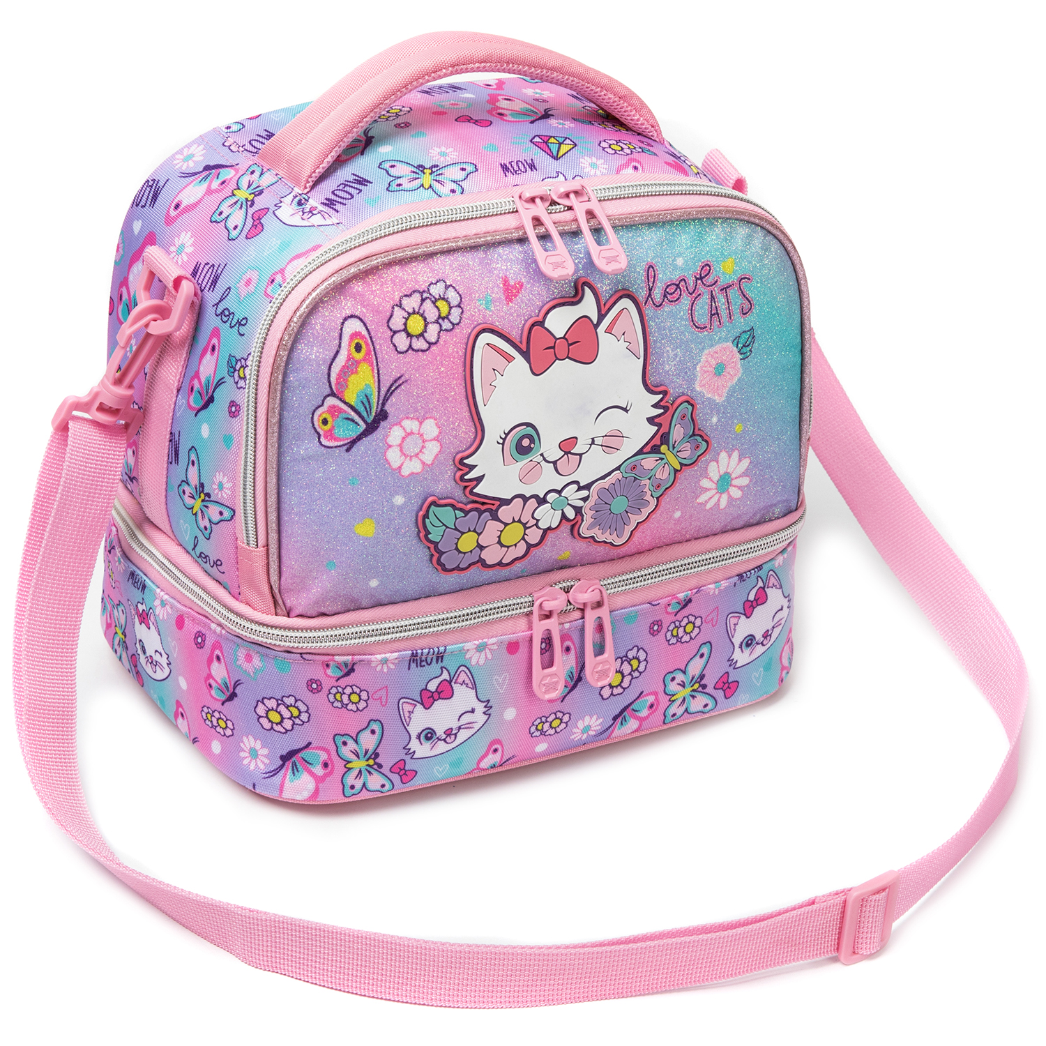 Cute Cat Print Glitter Double  - Tote Bag Sublimation 리뷰 및 가격