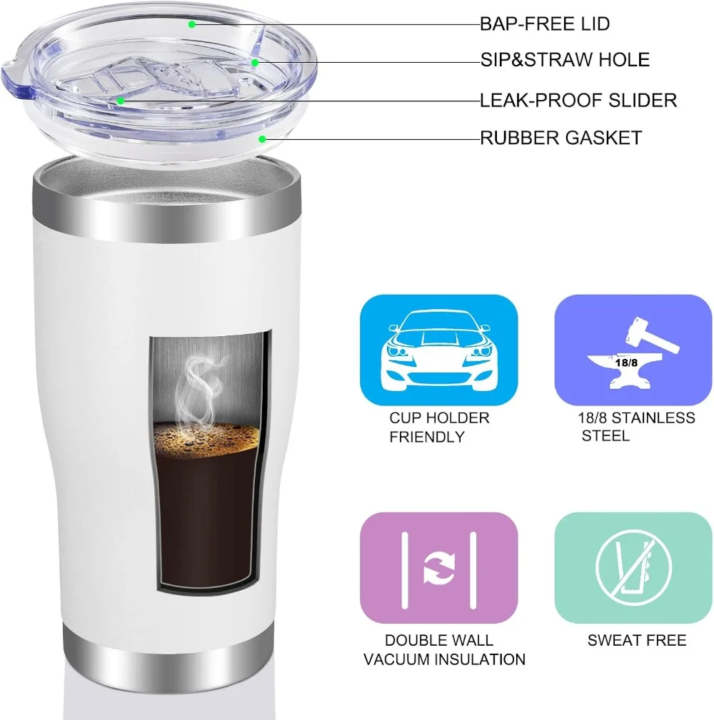 20oz Stainless Steel Tumbler w - Tumbler 20Oz White 리뷰 및 가격