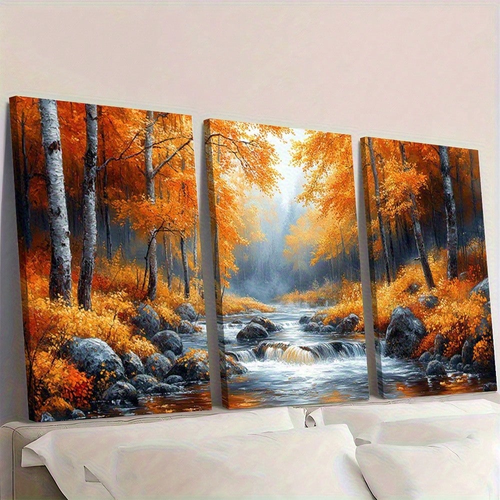 2D Flat, 3pcs Set Vibrant Autu - Canvas Wrap Ready 리뷰 및 가격