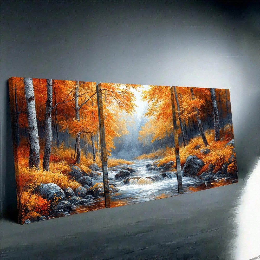 2D Flat, 3pcs Set Vibrant Autu - Canvas Wrap Ready 리뷰 및 가격
