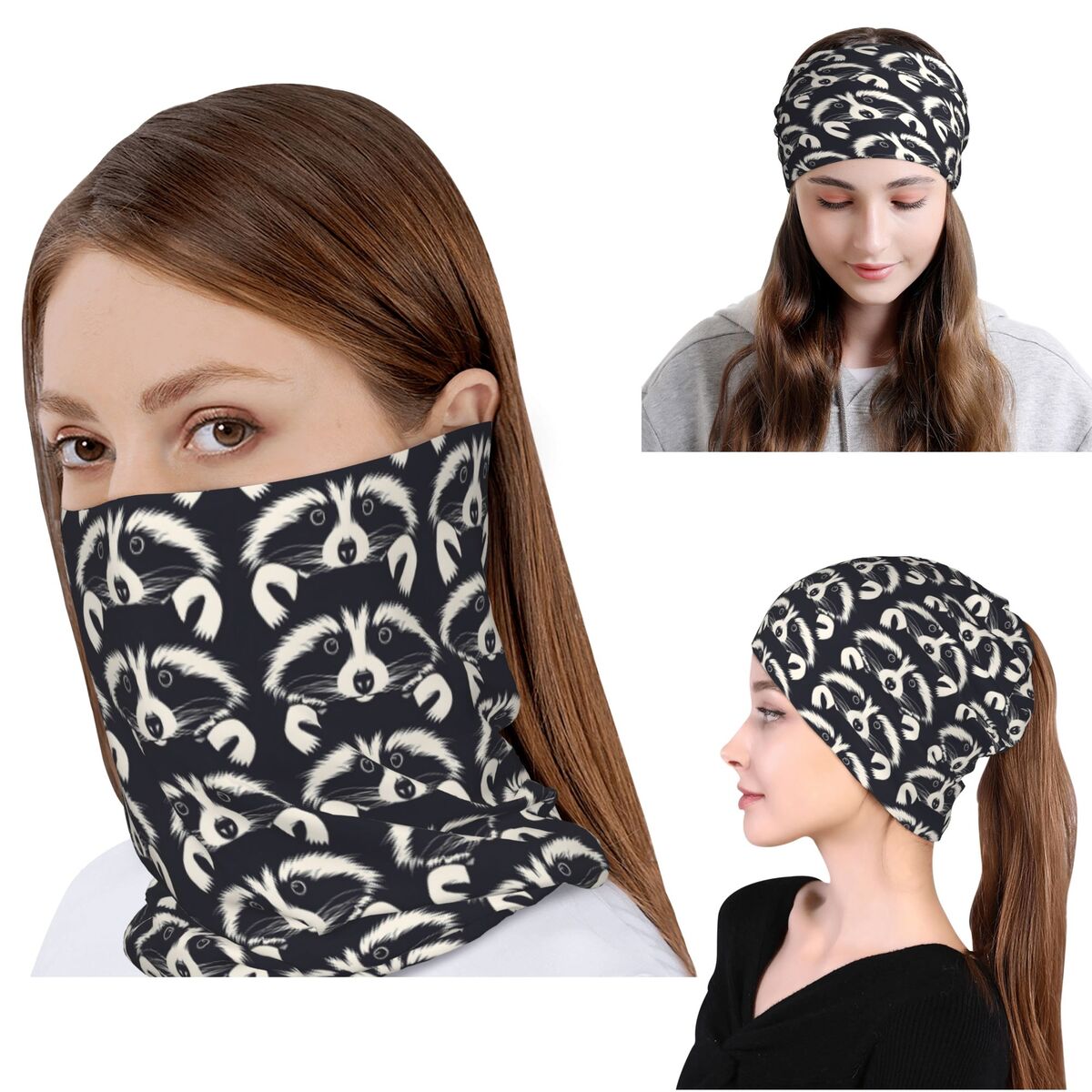Black And White Raccoon Face P - Bandana Blank White 리뷰 및 가격