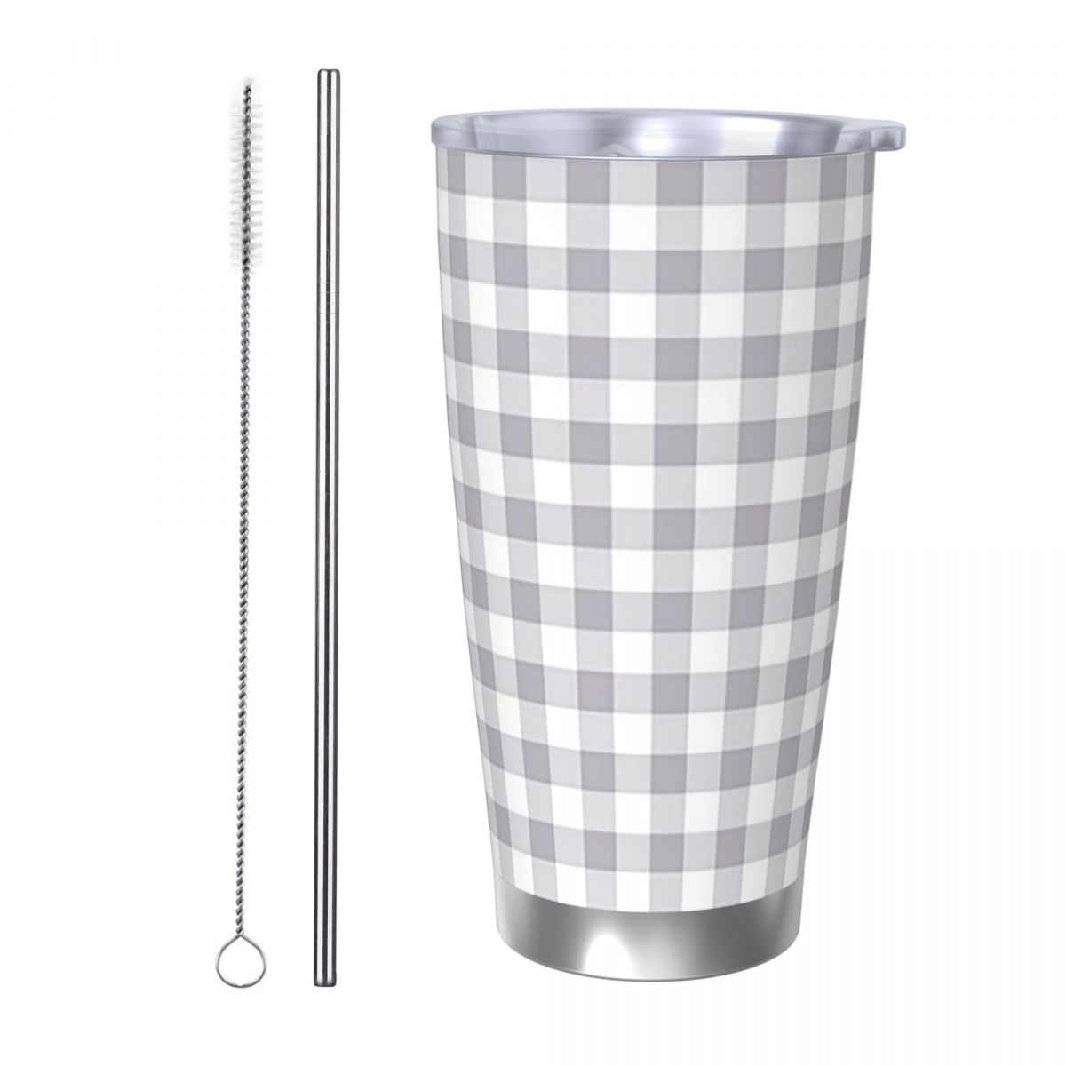 Gray And White Gingham Stainle - Tumbler 20Oz White 리뷰 및 가격