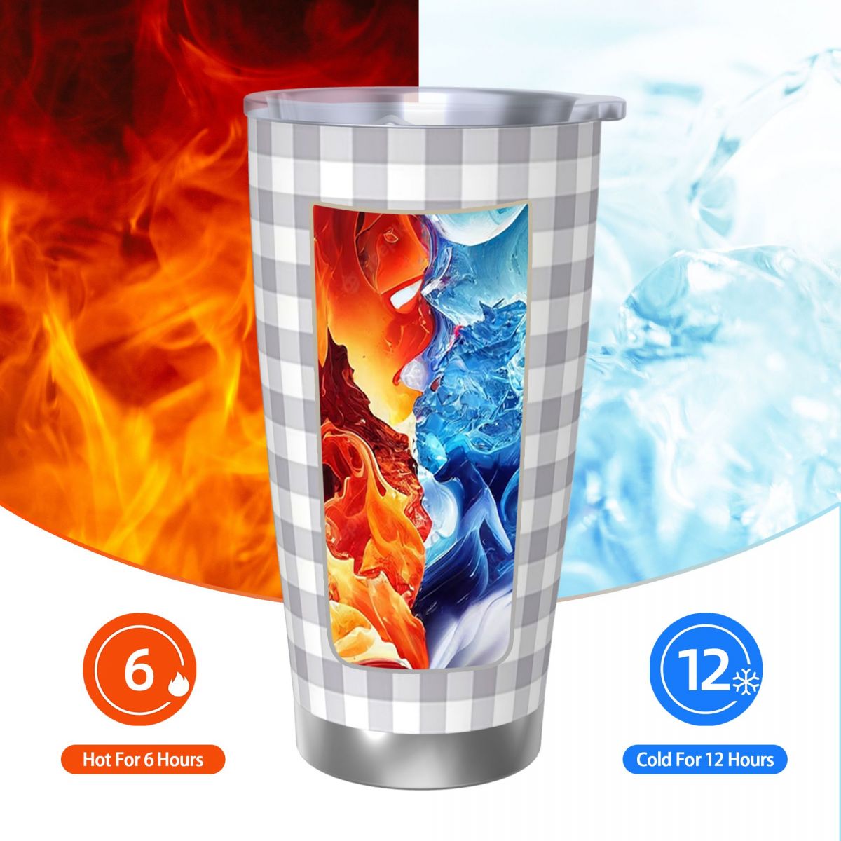 Gray And White Gingham Stainle - Tumbler 20Oz White 리뷰 및 가격